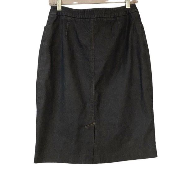 Halogen Women's Denim Skirt Dark Wash Size 6 Pencil Back Slit - Picture 3 of 6